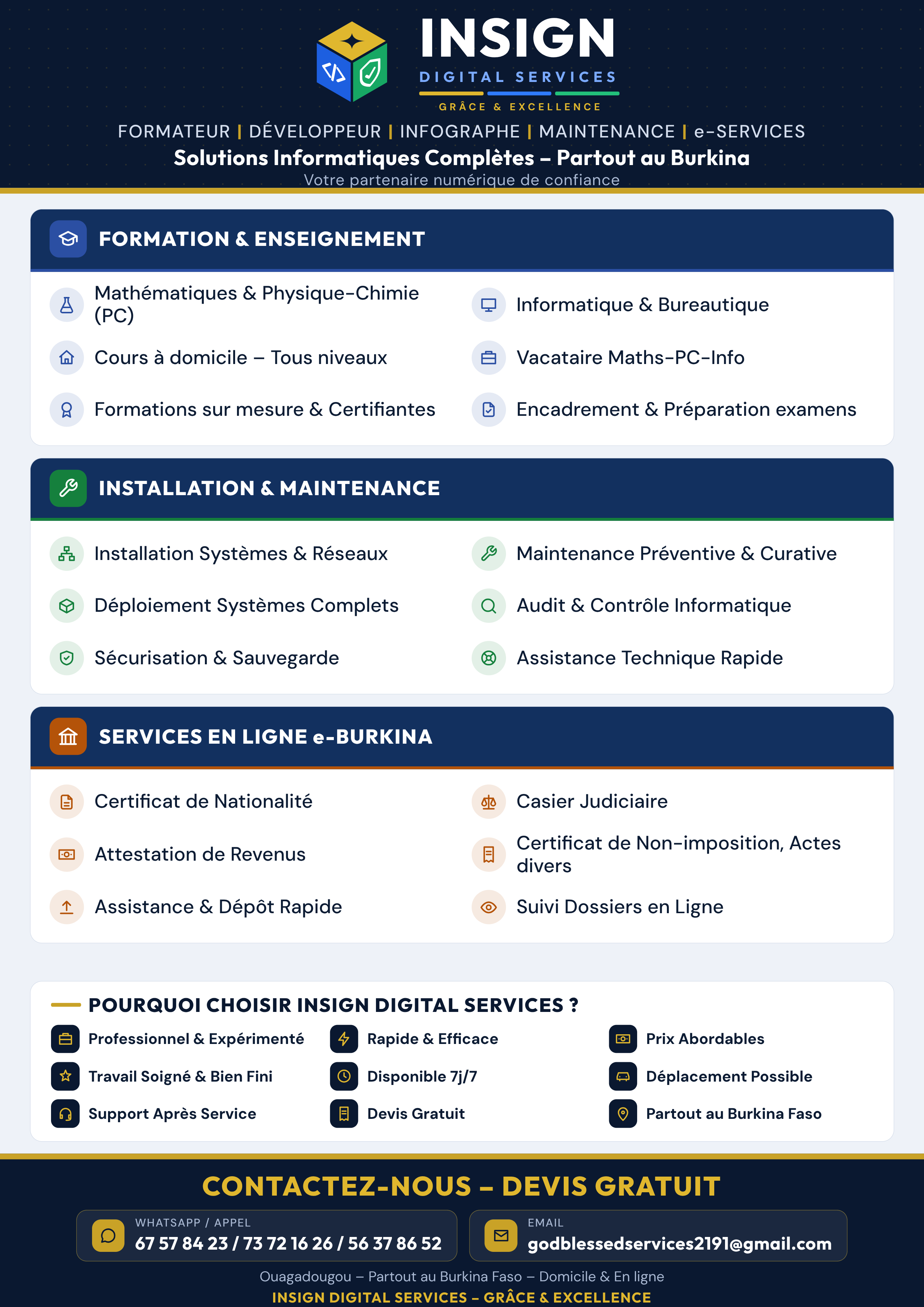 Affiche INSIGN : formation, installation et e-services